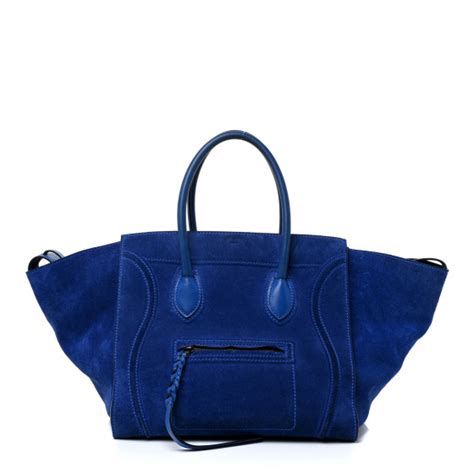 CELINE Suede Medium Phantom Luggage Colbalt Blue